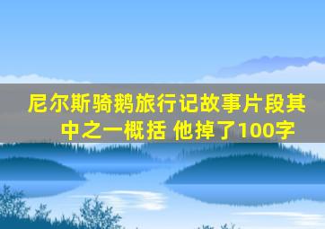 尼尔斯骑鹅旅行记故事片段其中之一概括 他掉了100字